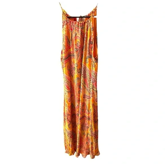 Ann Taylor Vintage Silk Paisley Print Orange Maxi Dress - Picture 8 of 8